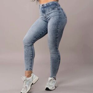 FITJEANS Contour Acid Wash Blue Skinny Jeans Size Medium